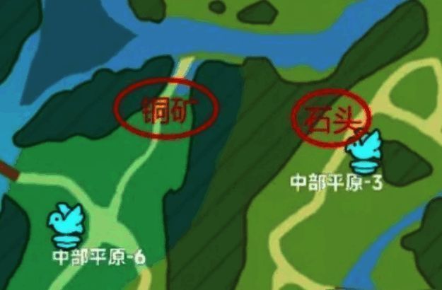 角色在野外地图中使用采集工具挖掘矿石，周围环境荒凉但资源丰富