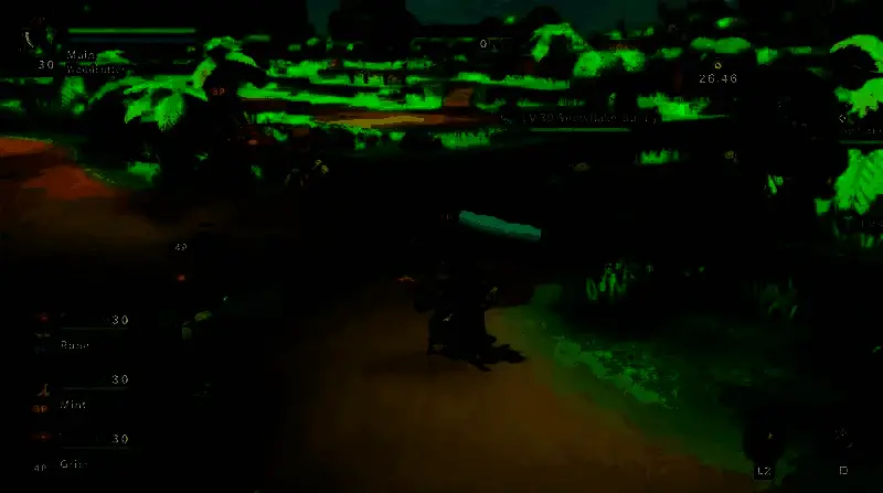 游戏中主角在广阔开放世界中奔跑探索的场景，背景为奇幻森林与山峦