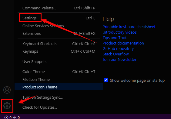 软件设置入口示意图，红色箭头指向设置图标位置