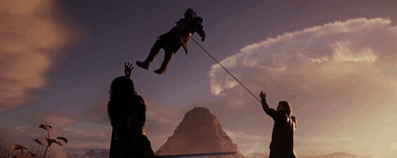 游戏主视觉海报，主角琳恩手持法杖，背景是神秘奇幻的世界