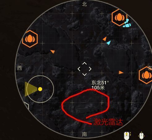 雷达建模地图显示界面，清晰标注多个任务目标