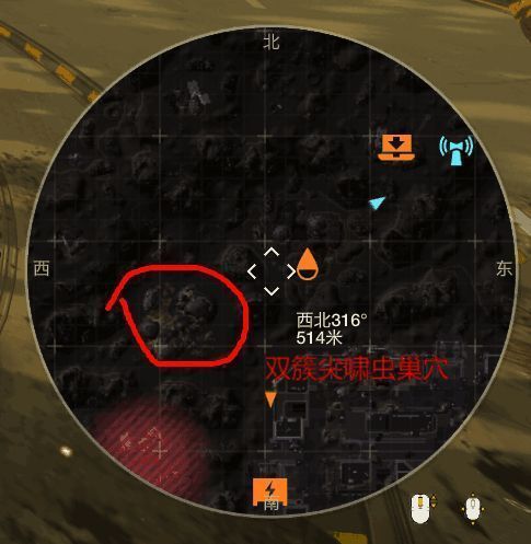 尖啸虫巢穴全景视角，周围已被破坏殆尽