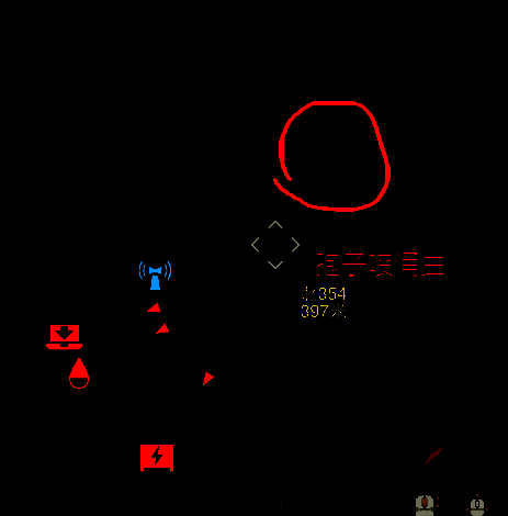 孢子喷涌虫巢穴俯视图，地面布满发光菌类