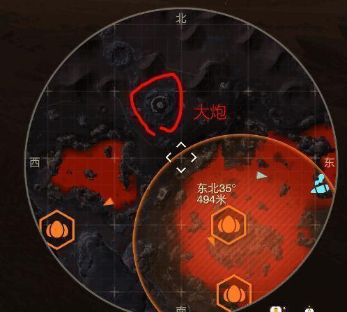 超级大炮阵地全景，玩家正操控重型武器作战