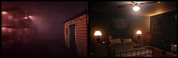 艾玛在公寓中翻找物品，桌上散落文件和旧照片，墙上贴满线索笔记