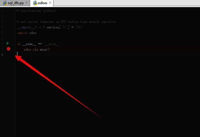 红色断点标记在代码行首显示