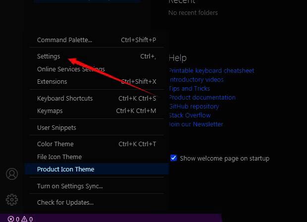 设置页面左侧菜单展开，Notebook选项被选中
