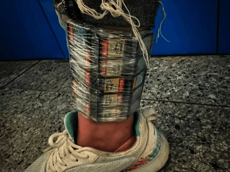 海关人员展示查获的游戏卡带细节