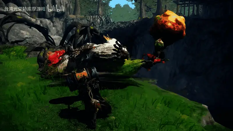 战斗场景中武器释放能量波动，展现出强大的破坏力