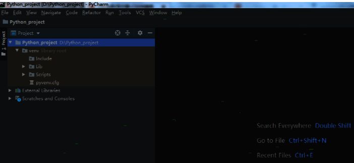 项目创建成功后的主界面，展示空项目结构与编辑区域