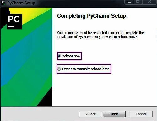 安装完成界面，提示用户点击Finish结束流程并启动PyCharm