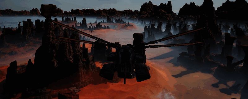 《沙丘：觉醒》游戏内场景展示，玩家角色在荒漠环境中驾驶沙地车快速穿行