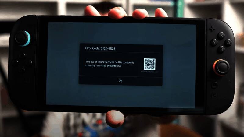 任天堂客服页面截图，显示封禁警告信息