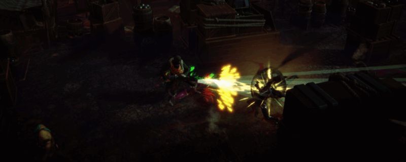 游戏主界面展示，背景是阴森的森林场景，前景有血迹和武器道具