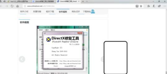 DirectX修复工具启动界面展示，显示有检测并修复按钮