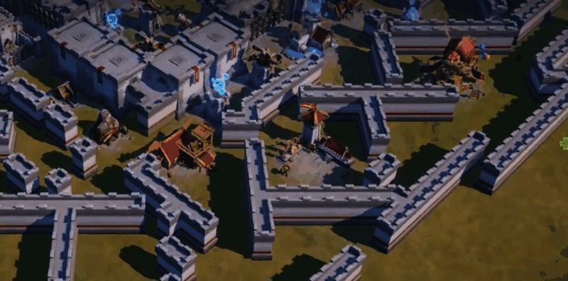 城防布置界面，展示主堡、防御塔与陷阱的分布策略