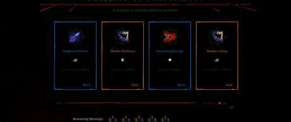 屏幕中间展示‘祝福’系统界面，周围环绕各种增益图标