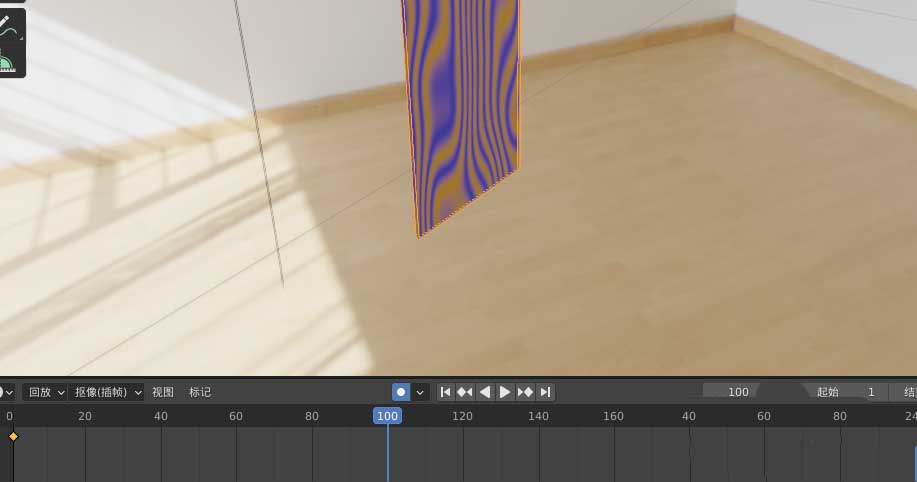 时间轴定位到第100帧界面展示
