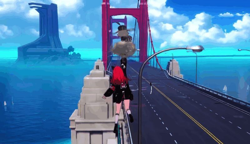 玩家角色在城市上空灵活穿梭的实机画面