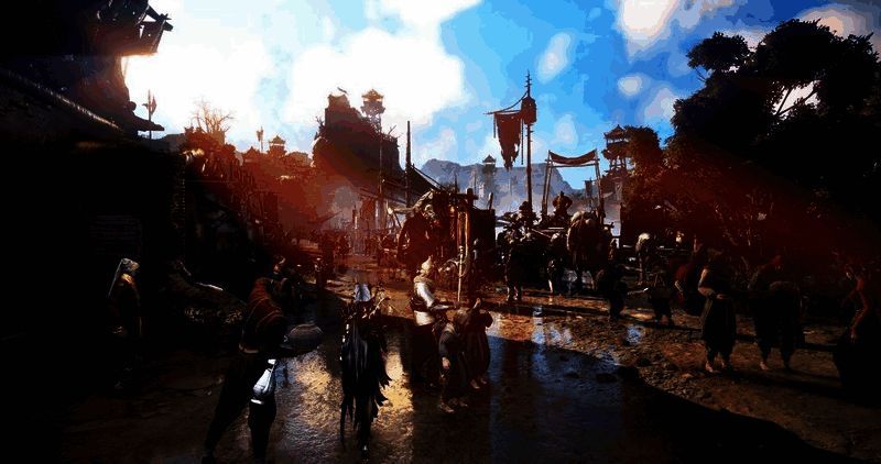 《黑色沙漠》主机版界面展示，主菜单风格华丽，UI设计现代感十足