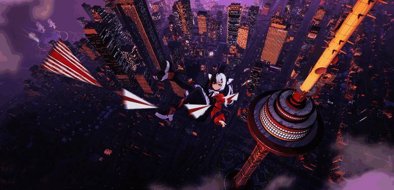 《异环》零与薄荷配合技能释放画面，展现流畅的连段打击特效