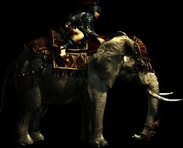 巨象兵详细建模图，体型庞大，装备厚重铠甲