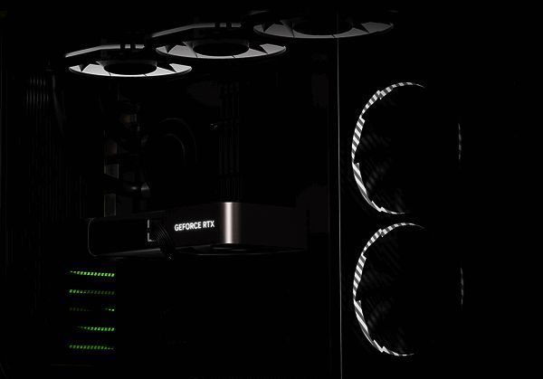 NVIDIA RTX 5090DD显卡外观展示，显卡正面散热器与RGB灯效清晰可见