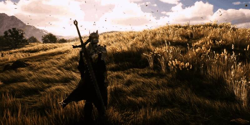 《时空奥德赛》游戏画面展示，角色在奇幻场景中行走，背景为宏伟建筑与漂浮岛屿