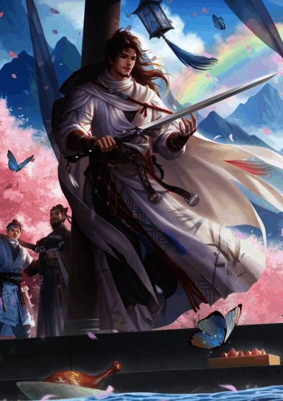 「友」徐庶原画，展示其手持长剑、目光如炬的侠者形象