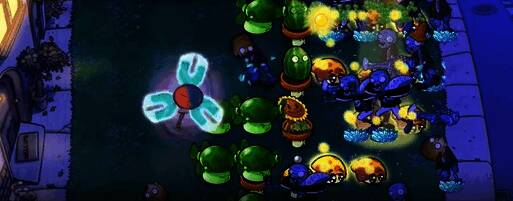 磁力三叶草技能发动效果演示，僵尸被气流吹飞的场景