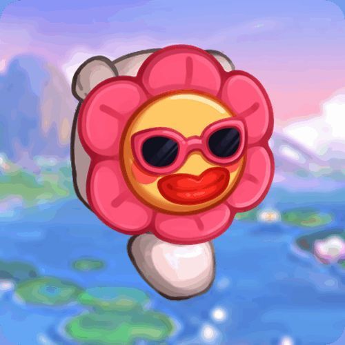 角色佩戴春日面具在花园中嬉戏的画面，氛围温馨梦幻