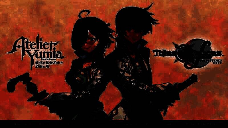 《优米雅的炼金工房》与《美德传奇f高清复刻版》联动宣传图，画面中两位主角并肩而立