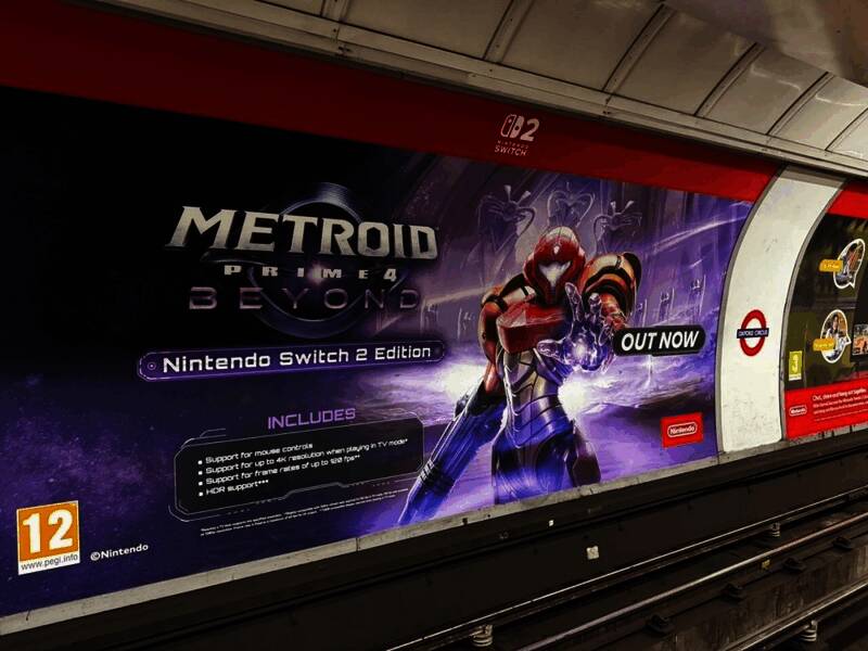 伦敦地铁站内《银河战士Prime 4》错误广告展示图