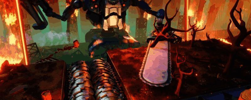 游戏主视觉图，卡通肉块角色与邪恶礼服胎儿对峙的场景