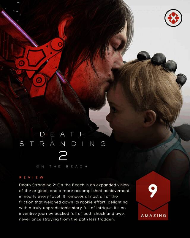 《死亡搁浅2》主角战斗场景，角色手持武器穿梭于废墟之间