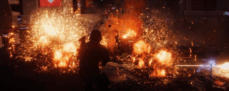 游戏场景中士兵在战场上激烈交火，背景是爆炸和烟尘弥漫的战场环境