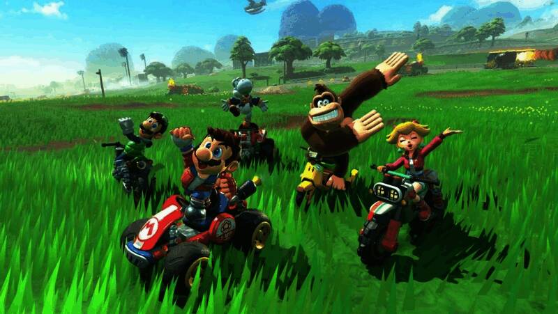 游戏角色设定图展示，展示了多种风格迥异的马里奥系角色形象