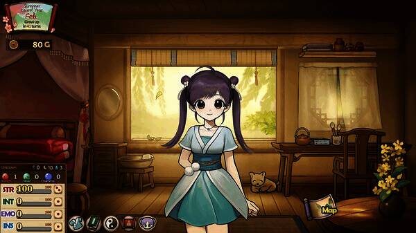 地图探索界面截图，显示多个可前往的地点图标，包括城镇、山林、洞窟等不同地形