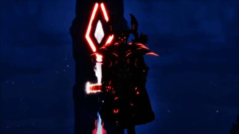 DarkTek套装展示图，黑色金属质感搭配红色装饰，极具视觉冲击力