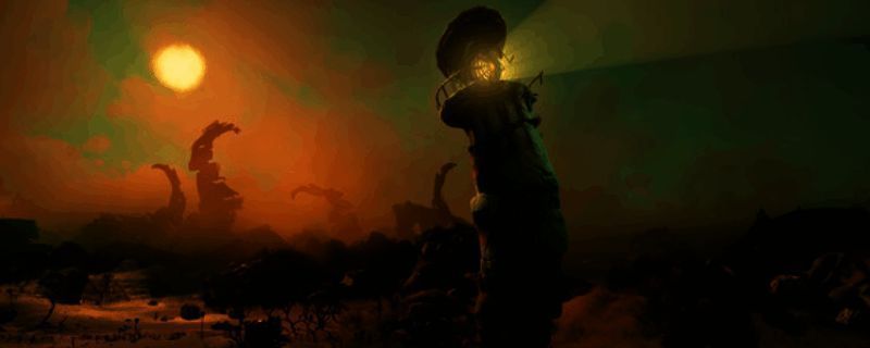 《守护者》游戏封面，展示主角手持古老设备在神秘场景中的画面