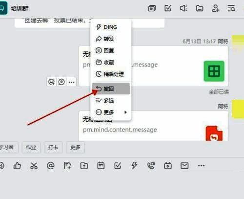 撤回提示框弹出，显示‘文件撤回成功’信息