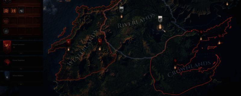 《权力游戏：征战维斯特洛》游戏封面画面，呈现经典冰原狼徽章与王座元素