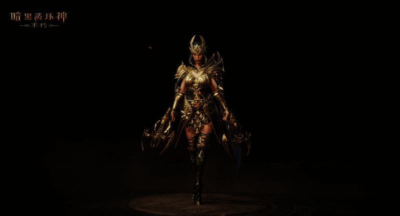 角色装备凝珀守卫后战斗场景，光影交错，特效华丽