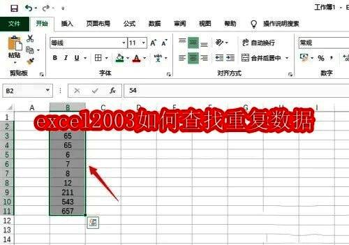 Excel 2003界面展示，光标已选中部分单元格区域