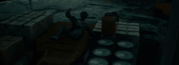 主角在高楼间飞跃奔跑，展现出高度自由的移动方式