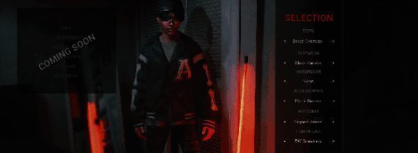 主角在镜子前换装界面，展示多套风格迥异的服装选项