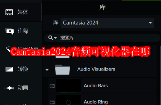 Camtasia 2024界面展示音频可视化器选项
