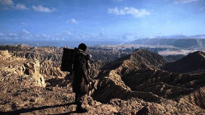 《死亡搁浅2》角色互动界面截图，显示多人在线连接状态