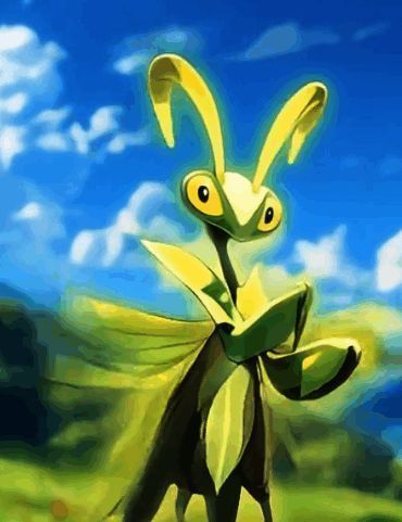 碧刃螂角色立绘图，展示其独特的绿色刀刃与敏捷身姿