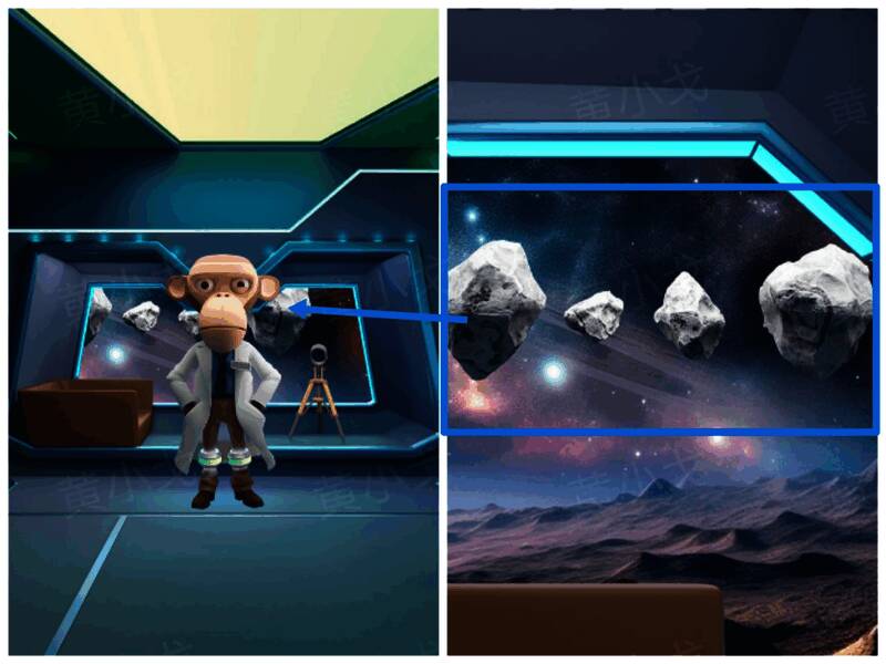 窗外陨石分布图，清晰标注不同陨石大小排列